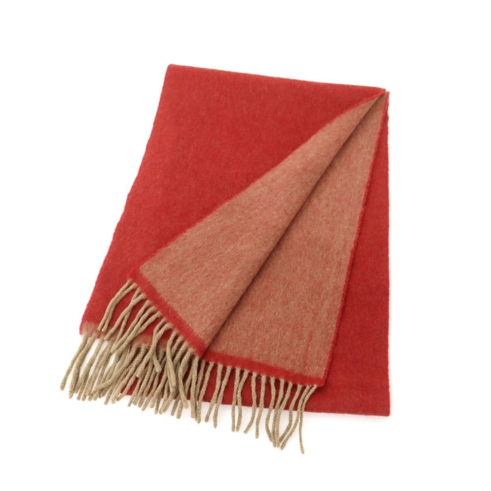 【中古】ドレイクス DRAKES ウールアンゴラ マフラー レッドxベージュ【 状態ランクB 】【 メンズ 】