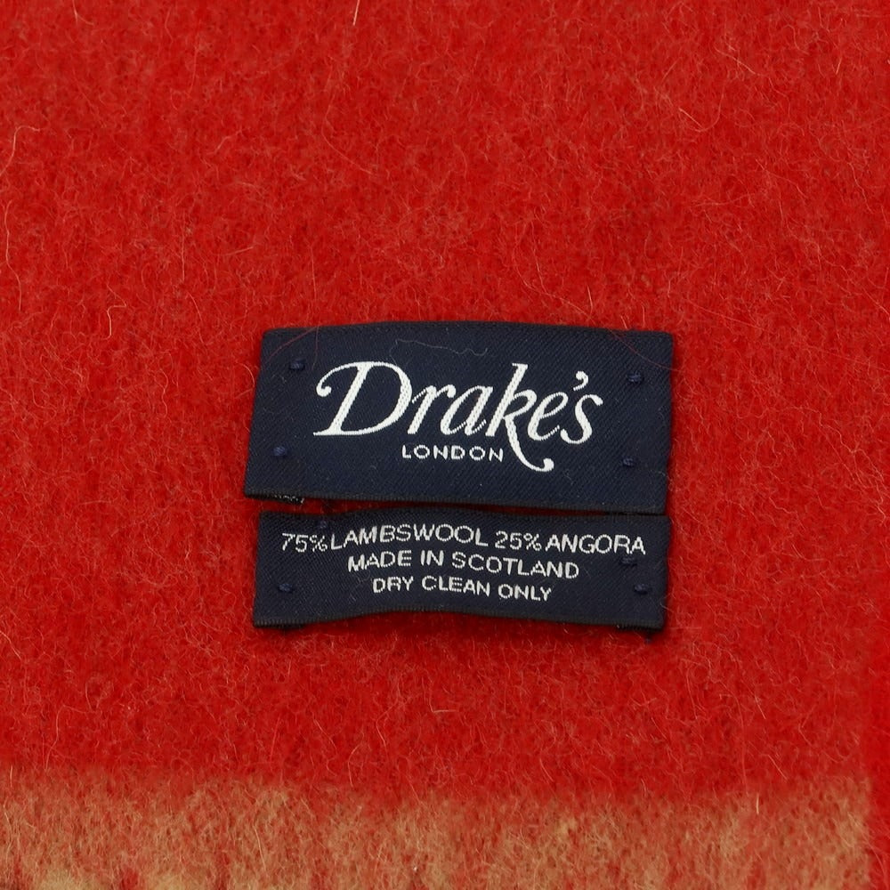 【中古】ドレイクス DRAKES ウールアンゴラ マフラー レッドxベージュ【 状態ランクB 】【 メンズ 】
