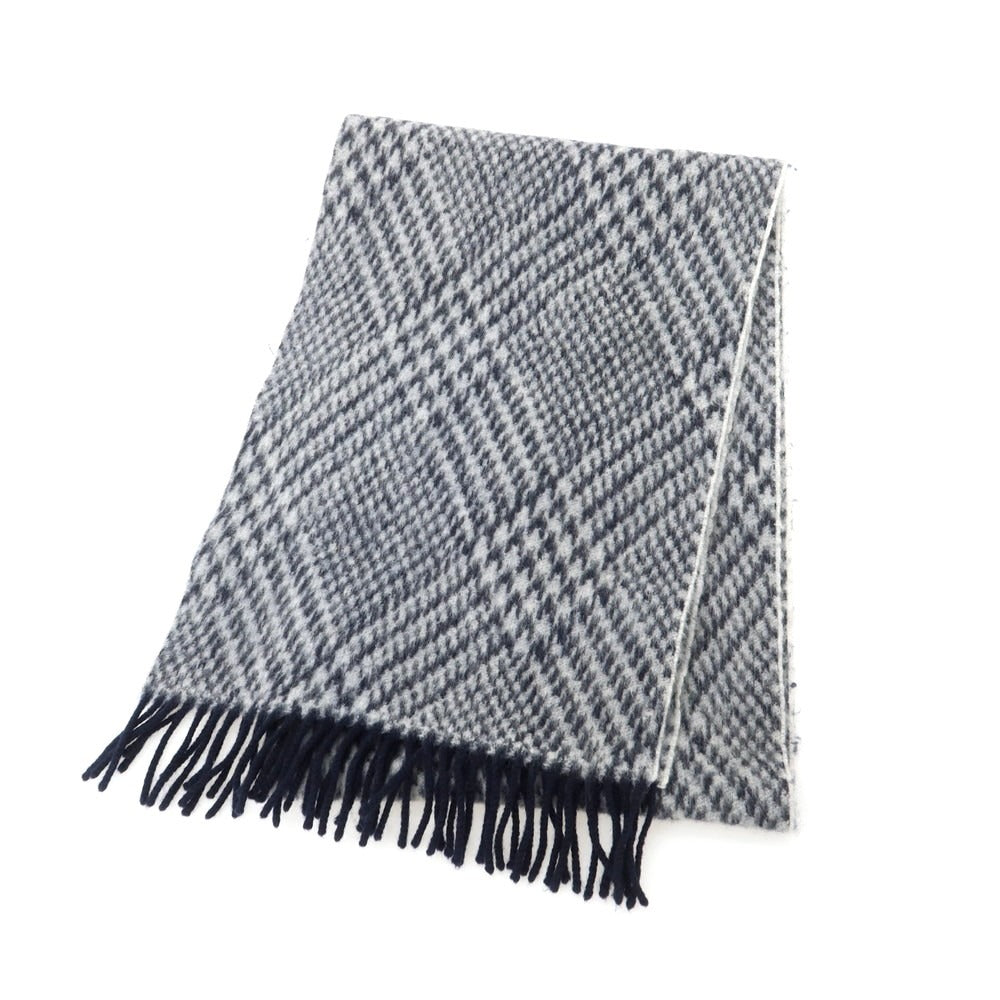 【中古】フィオリオ FIORIO STRASBURGO別注 ウール チェック マフラー ネイビーxホワイト【 状態ランクB 】【 メンズ 】