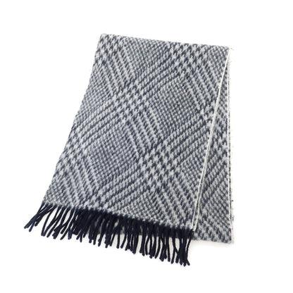 【中古】フィオリオ FIORIO STRASBURGO別注 ウール チェック マフラー ネイビーxホワイト【 状態ランクB 】【 メンズ 】