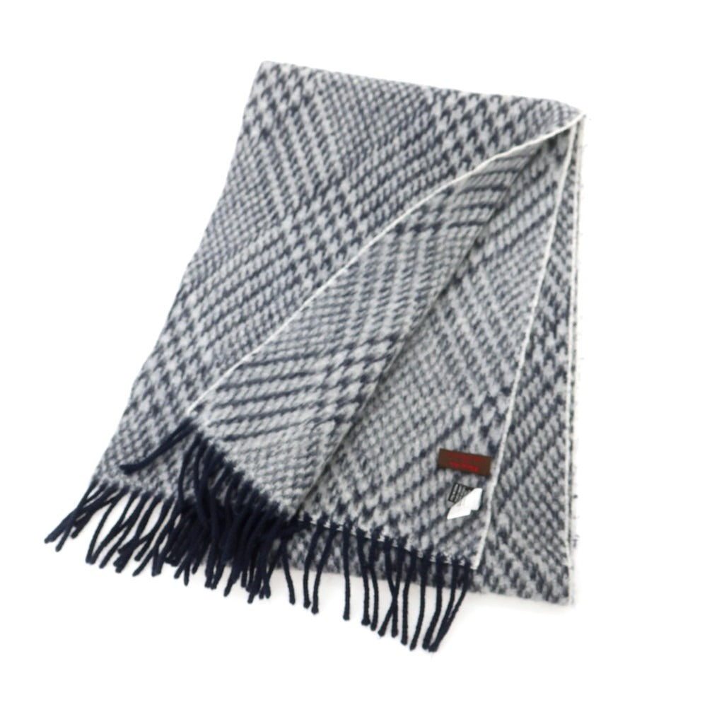 【中古】フィオリオ FIORIO STRASBURGO別注 ウール チェック マフラー ネイビーxホワイト【 状態ランクB 】【 メンズ 】