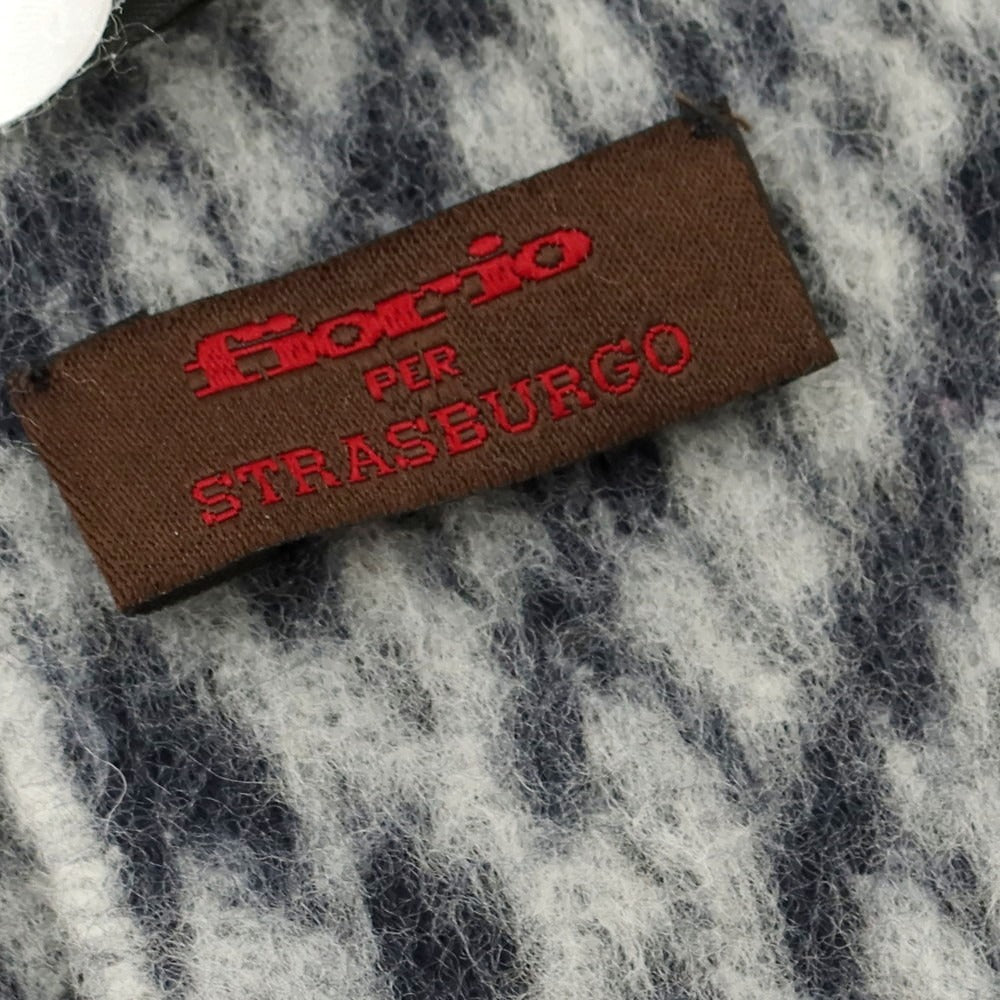 【中古】フィオリオ FIORIO STRASBURGO別注 ウール チェック マフラー ネイビーxホワイト【 状態ランクB 】【 メンズ 】 [APD]