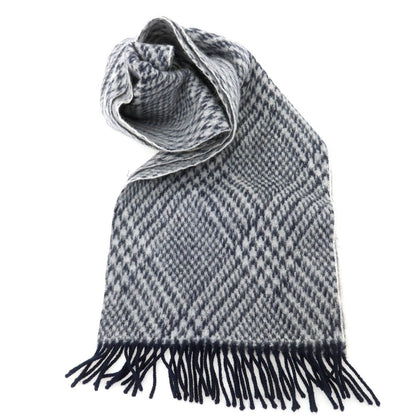 【中古】フィオリオ FIORIO STRASBURGO別注 ウール チェック マフラー ネイビーxホワイト【 状態ランクB 】【 メンズ 】