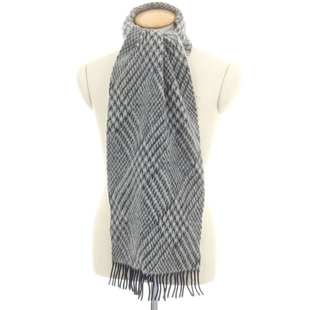 【中古】フィオリオ FIORIO STRASBURGO別注 ウール チェック マフラー ネイビーxホワイト【 状態ランクB 】【 メンズ 】