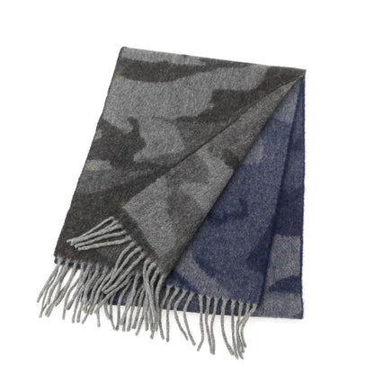 【中古】ベグアンドコー BEGG&amp;CO BARNEYS NEWYORK別注 リバーシブル ウールアンゴラ カモフラ マフラー ネイビーxグレー【 状態ランクB 】【 メンズ 】