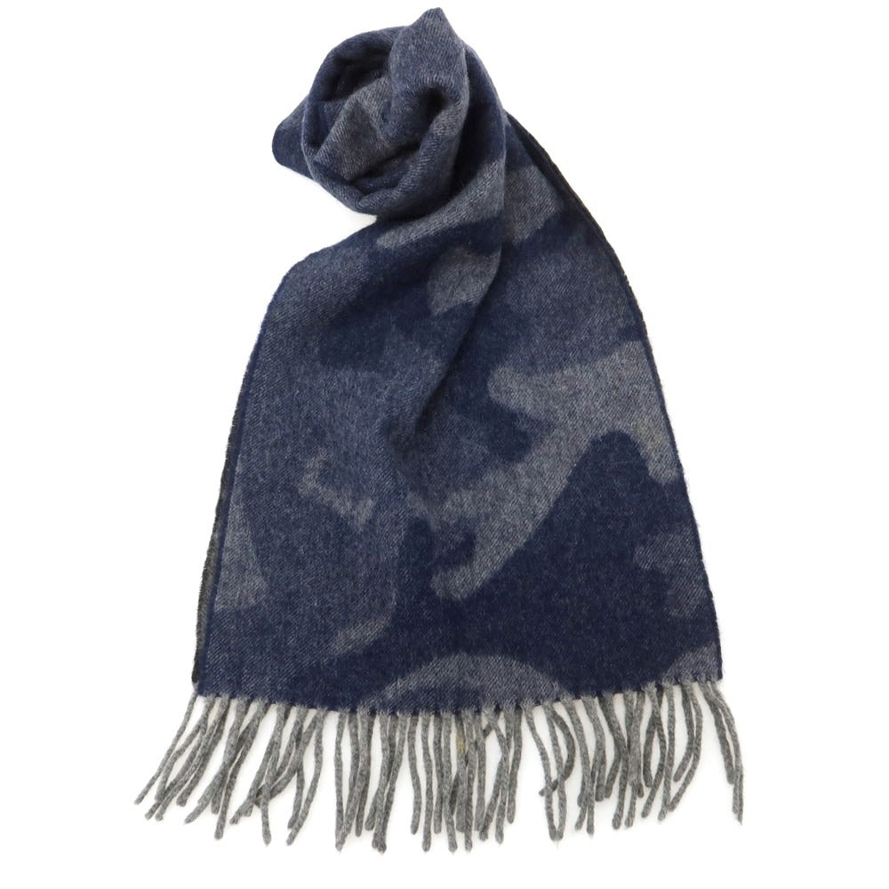 【中古】ベグアンドコー BEGG&amp;CO BARNEYS NEWYORK別注 リバーシブル ウールアンゴラ カモフラ マフラー ネイビーxグレー【 状態ランクB 】【 メンズ 】