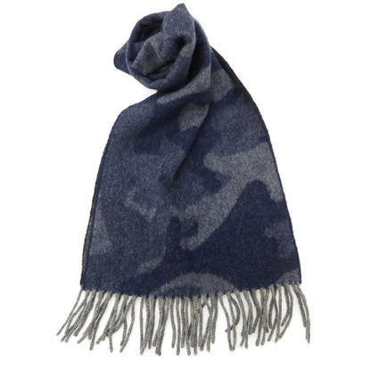【中古】ベグアンドコー BEGG&amp;CO BARNEYS NEWYORK別注 リバーシブル ウールアンゴラ カモフラ マフラー ネイビーxグレー【 状態ランクB 】【 メンズ 】