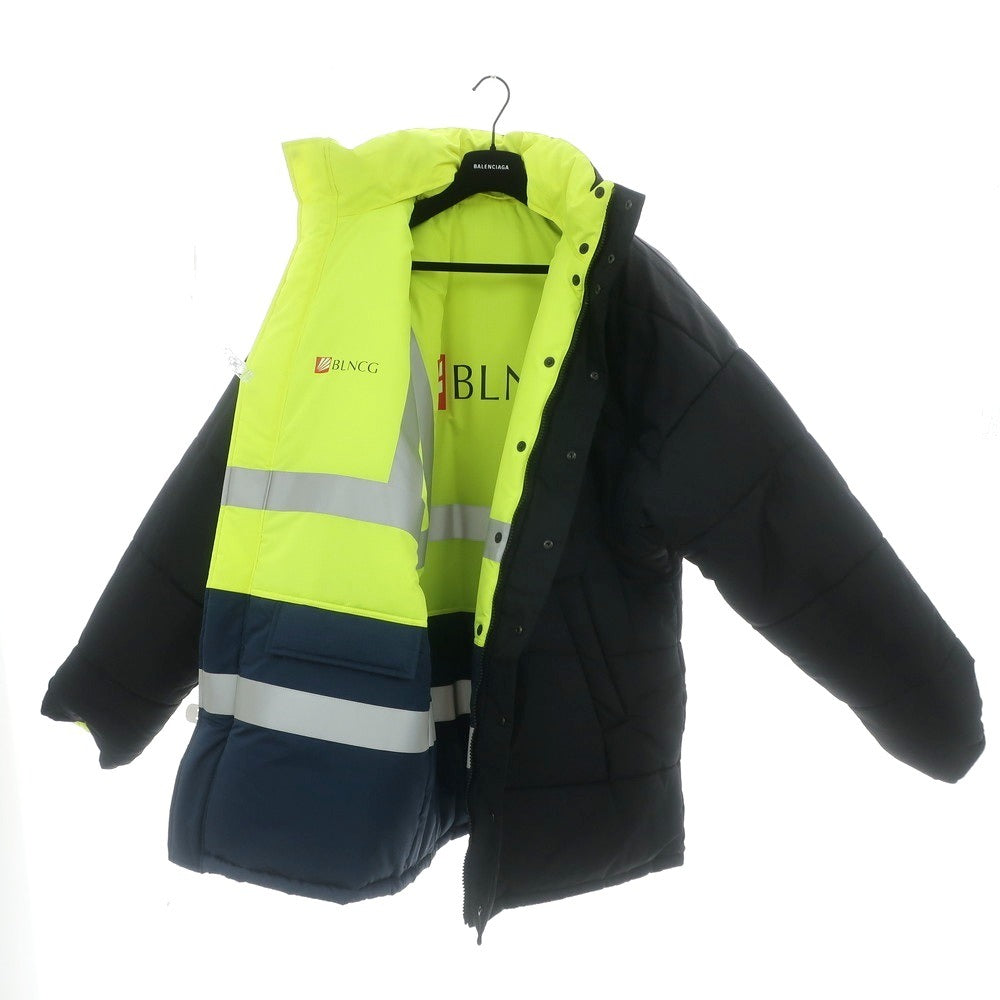 【中古】バレンシアガ BALENCIAGA リバーシブル ポリエステル 中綿コート ブラックx蛍光イエロー【 44 】【 状態ランクB 】【 メンズ 】
