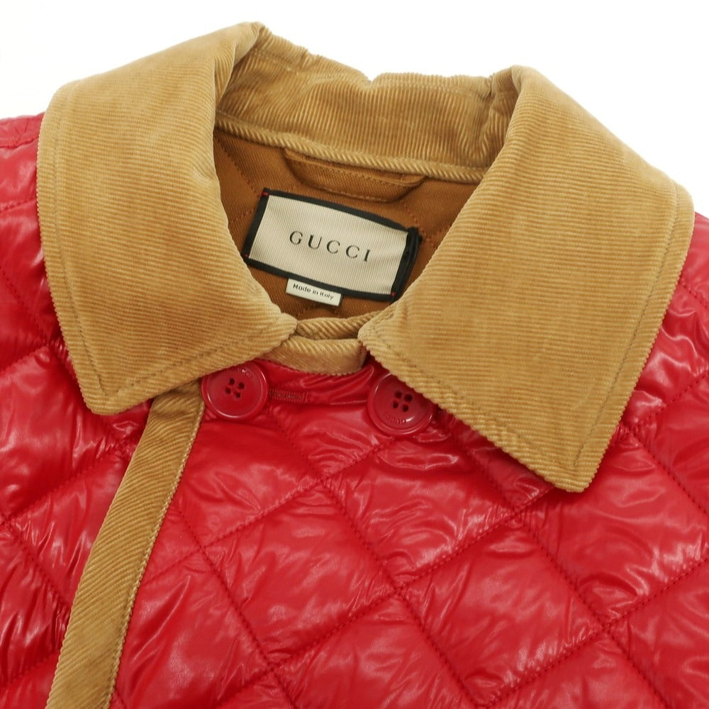 【中古】グッチ GUCCI ナイロン 中綿入り キルティング ダブルブレストコート レッド【 46 】【 状態ランクA 】【 メンズ 】