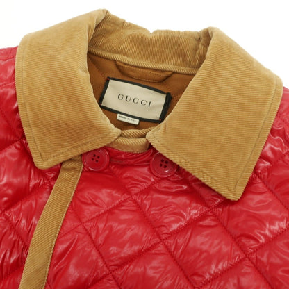 【中古】グッチ GUCCI ナイロン 中綿入り キルティング ダブルブレストコート レッド【 46 】【 状態ランクA 】【 メンズ 】