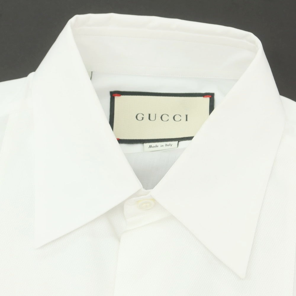 【中古】グッチ GUCCI コットン ブザム ダブルカフス レギュラーカラー ドレスシャツ ホワイト【 サイズ37 】【 状態ランクA 】【 メンズ 】 [APD]