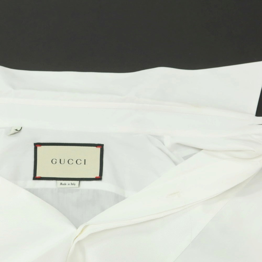 【中古】グッチ GUCCI コットン ブザム ダブルカフス レギュラーカラー ドレスシャツ ホワイト【 サイズ37 】【 状態ランクA 】【 メンズ 】 [APD]