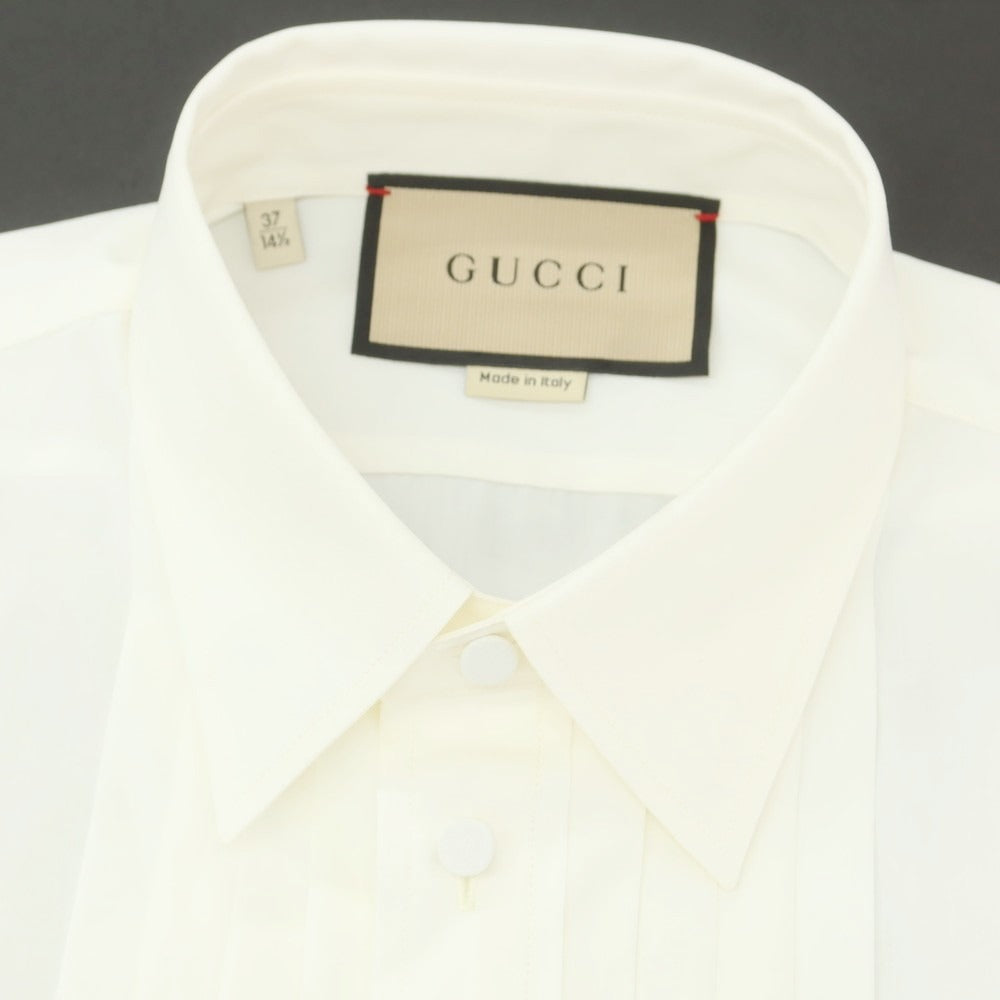 【中古】グッチ GUCCI コットン レギュラーカラー ドレスシャツ ホワイト【 サイズ37 】【 状態ランクA 】【 メンズ 】 [APD]