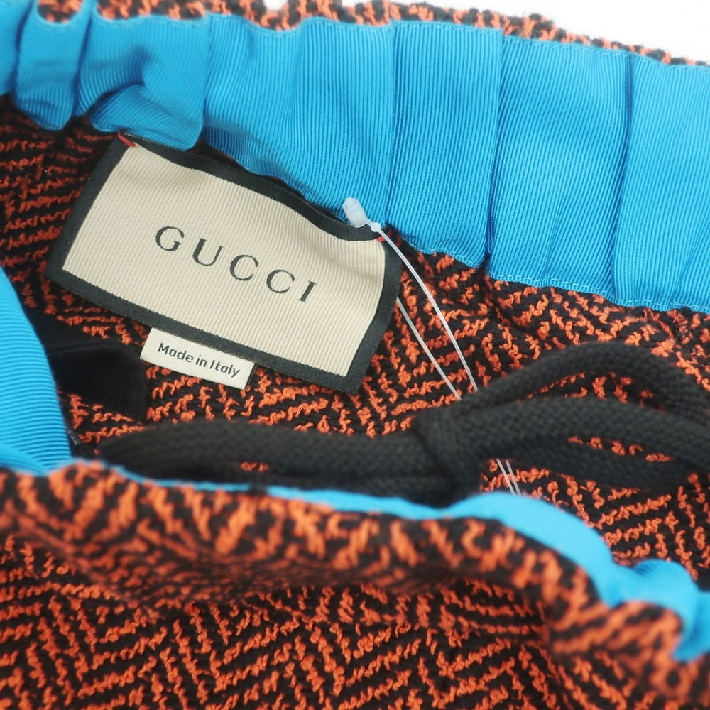 【中古】グッチ GUCCI ウールコットンナイロン ヘリンボーン イージーパンツ オレンジxブラック【 S 】【 状態ランクA 】【 メンズ 】