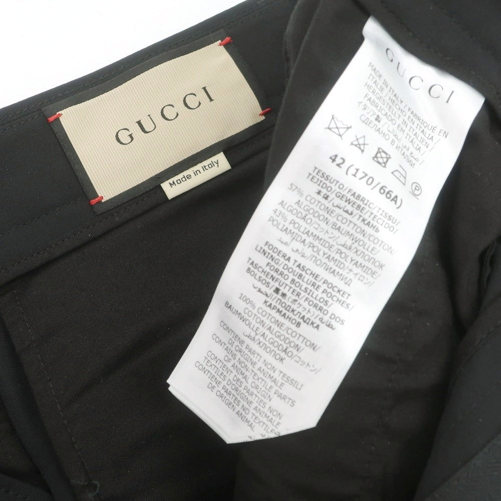 【中古】グッチ GUCCI コットンナイロン カジュアルスラックスパンツ ブラック【サイズ42】【 状態ランクA 】【 メンズ 】[CPD]