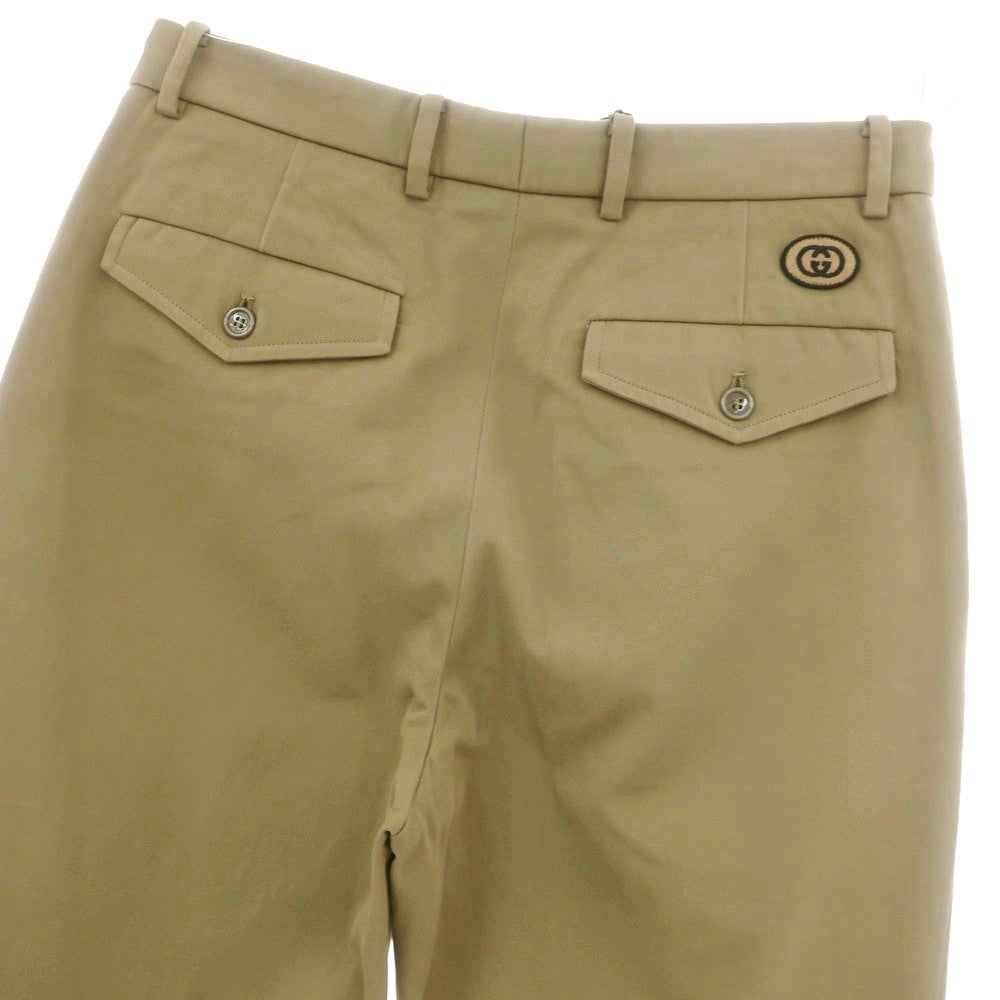 【中古】グッチ GUCCI コットン カジュアルスラックスパンツ オリーブベージュ【サイズ44】【 状態ランクA 】【 メンズ 】[CPD]