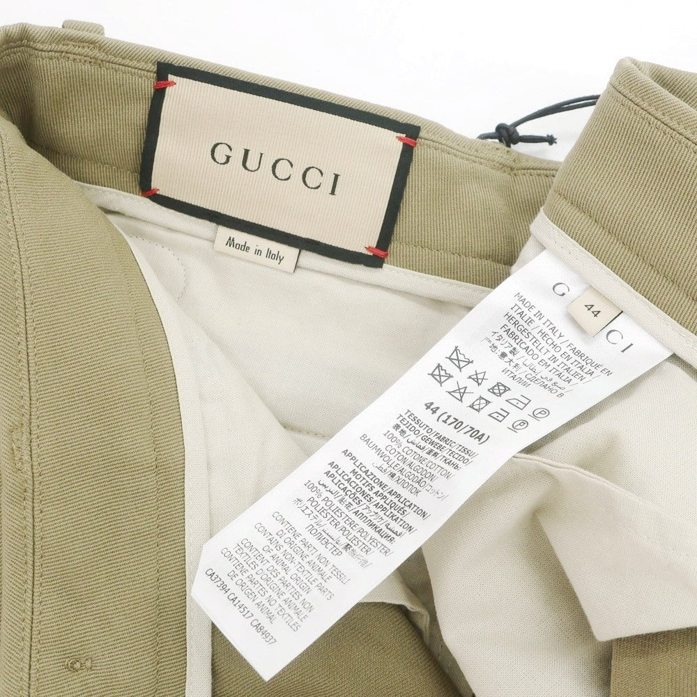 【中古】グッチ GUCCI コットン カジュアルスラックスパンツ オリーブベージュ【サイズ44】【 状態ランクA 】【 メンズ 】[CPD]