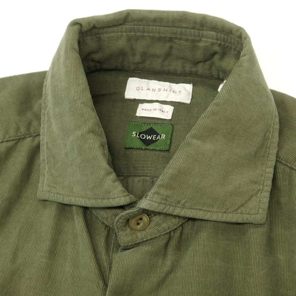 【新品】グランシャツ Glanshirt コーデュロイ カジュアルシャツ オリーブ【サイズ39】【メンズ】 新品】グランシャツ Glanshirt コーデュロイ カジュアルシャツ