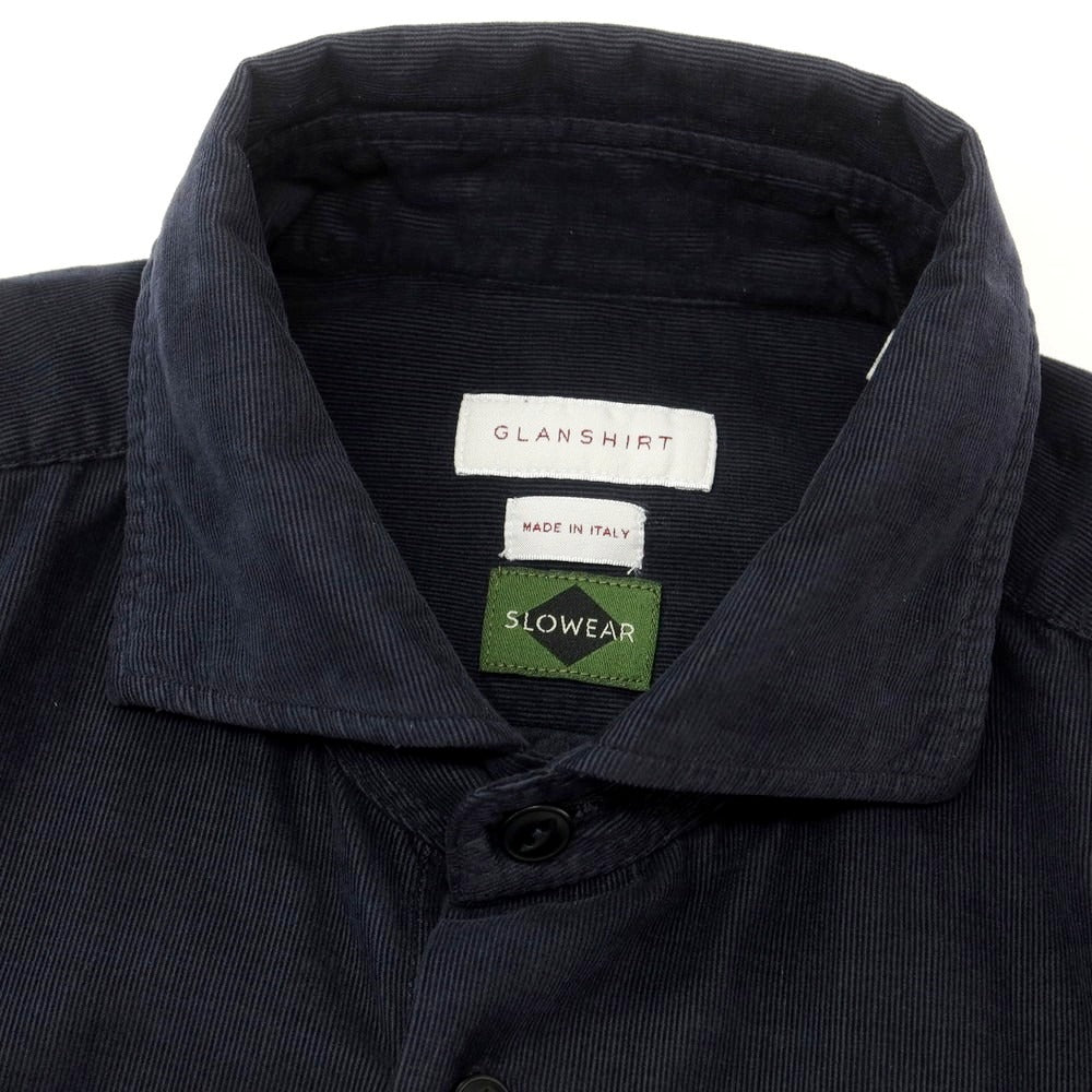 【新品】グランシャツ Glanshirt コーデュロイ カジュアルシャツ ネイビー【 38 】【 状態ランクN 】【 メンズ 】