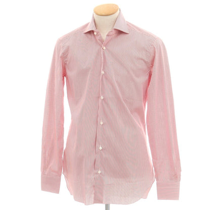 【新品アウトレット】バルバ BARBA ストレッチコットンナイロン ストライプ ドレスシャツ レッドxホワイト【 38 】【 状態ランクN- 】【 メンズ 】