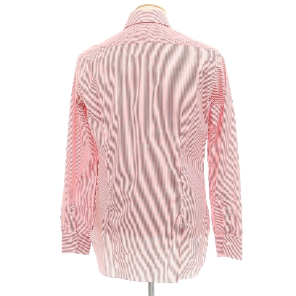 【新品アウトレット】バルバ BARBA ストレッチコットンナイロン ストライプ ドレスシャツ レッドxホワイト【 38 】【 状態ランクN- 】【 メンズ 】