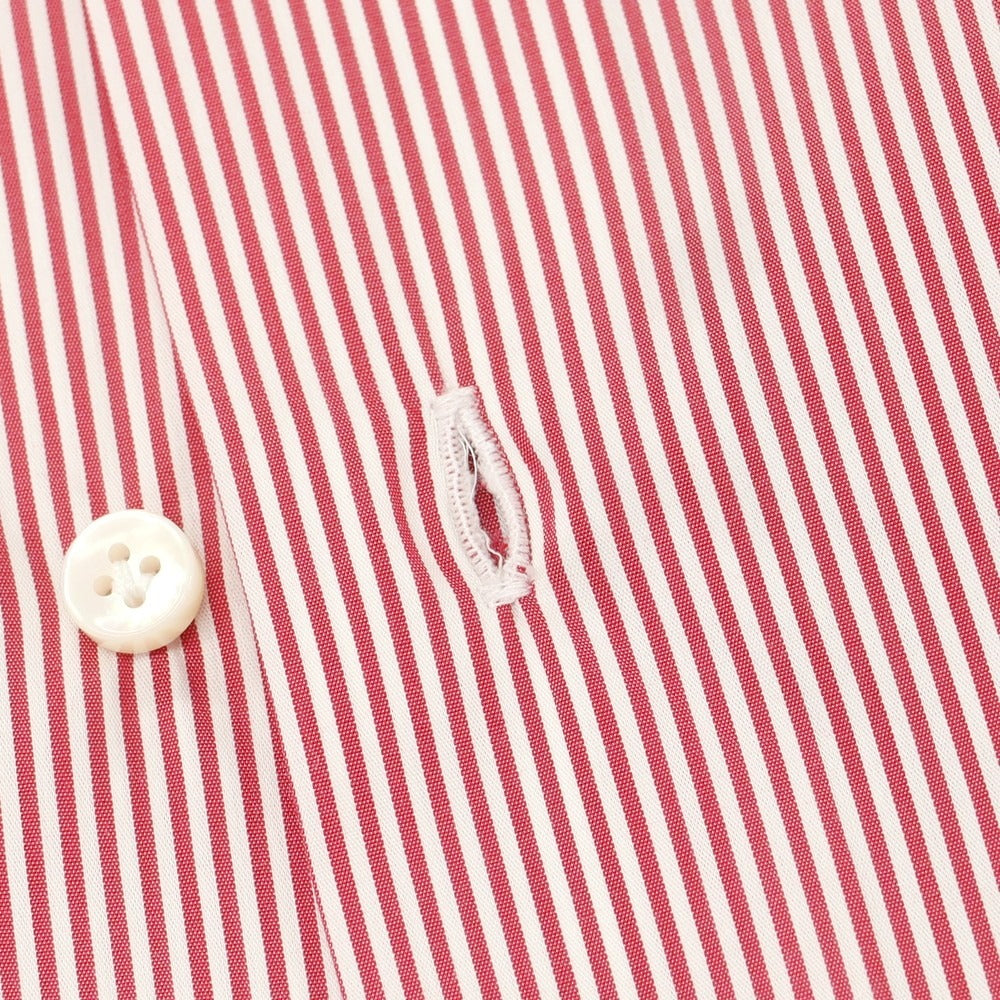 【新品アウトレット】バルバ BARBA ストレッチコットンナイロン ストライプ ドレスシャツ レッドxホワイト【 38 】【 状態ランクN- 】【 メンズ 】