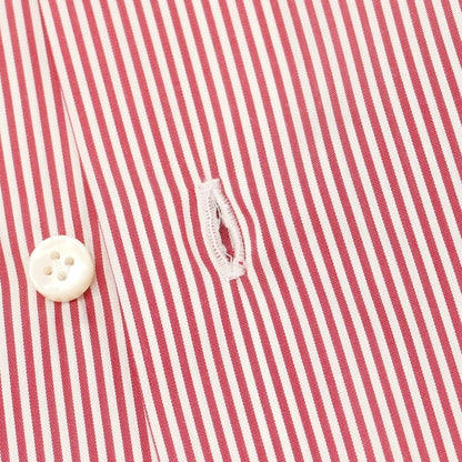 【新品アウトレット】バルバ BARBA ストレッチコットンナイロン ストライプ ドレスシャツ レッドxホワイト【 38 】【 状態ランクN- 】【 メンズ 】
