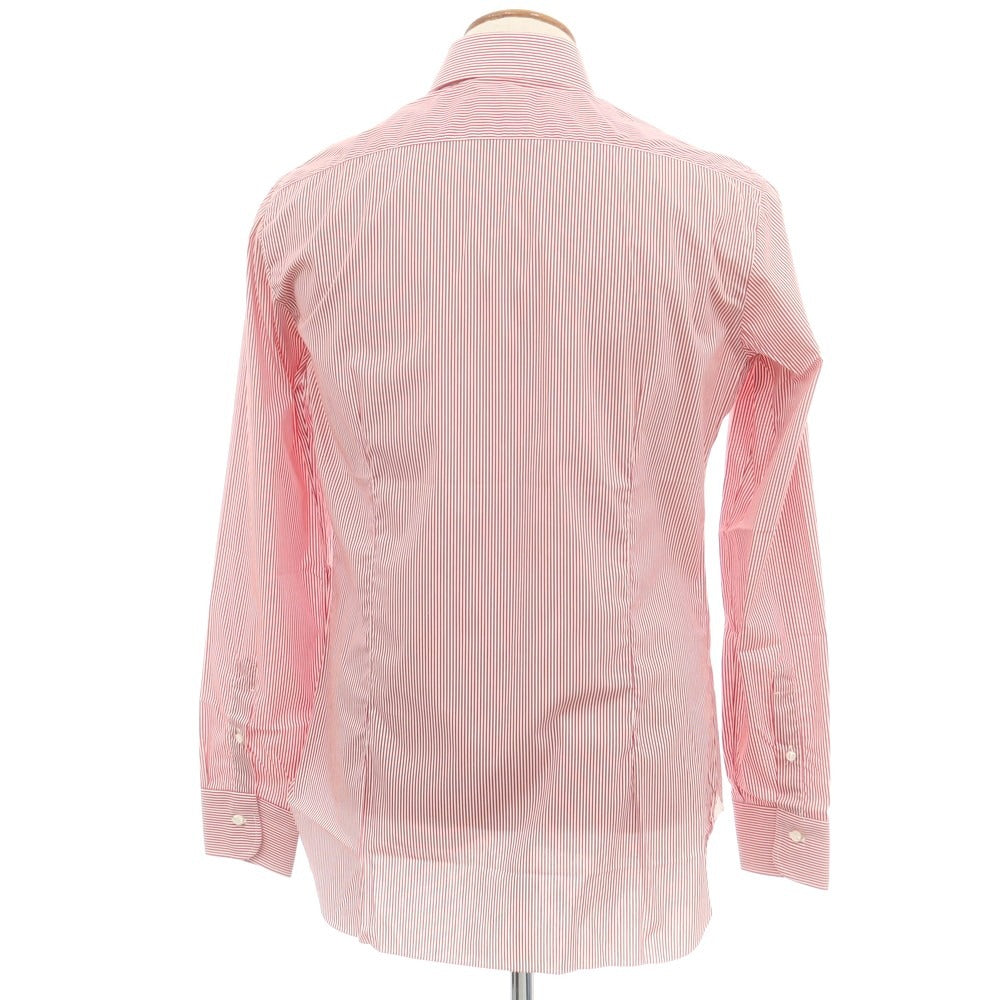【新品】バルバ BARBA ストレッチコットンナイロン ストライプ ドレスシャツ レッドxホワイト【 39 】【 状態ランクN 】【 メンズ 】
