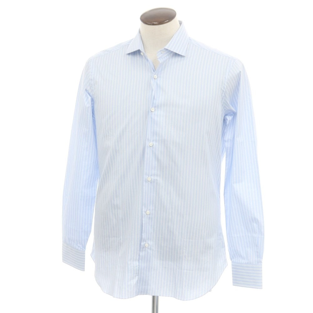 【新品】バルバ BARBA ブロードコットン ストライプ ドレスシャツ ライトブルーxホワイト【 41 】【 状態ランクN 】【 メンズ 】