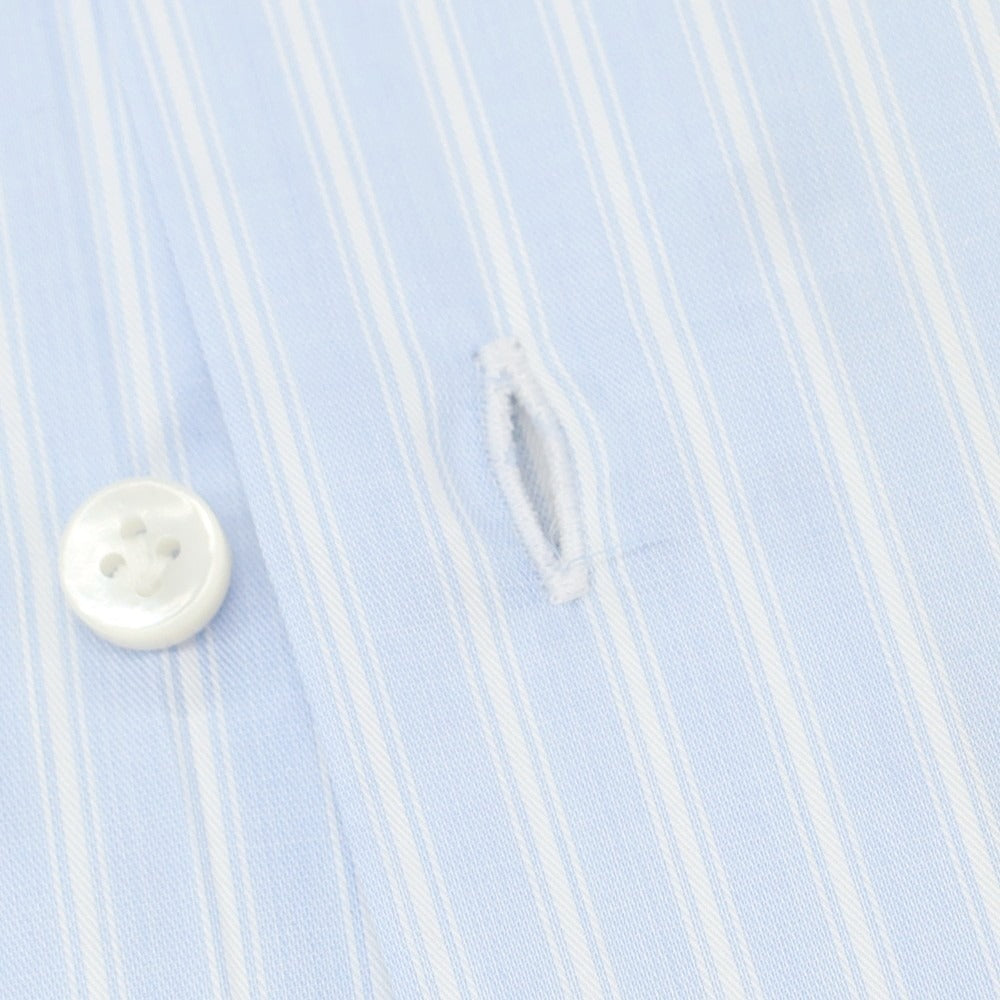 【新品】バルバ BARBA ブロードコットン ストライプ ドレスシャツ ライトブルーxホワイト【 41 】【 状態ランクN 】【 メンズ 】