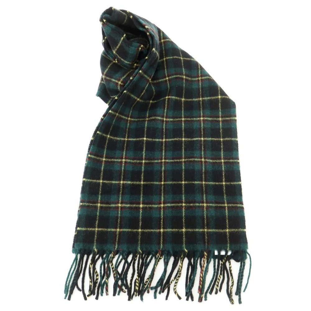 【新品】ドレイクス DRAKES ウール チェック マフラー グリーンxブラック【 状態ランクN 】【 メンズ 】
