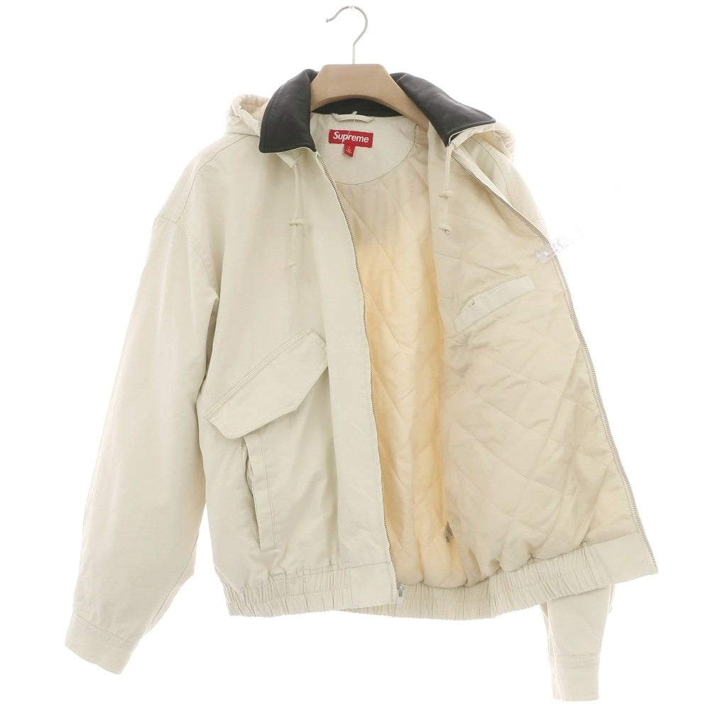 【中古】シュプリーム Supreme 2024年秋冬 Leather Collar Utility Jacket 中綿ブルゾン ストーン【 L 】【 状態ランクA 】【 メンズ 】