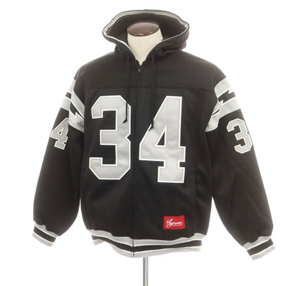 【中古】シュプリーム Supreme 2024年春夏 Football Zip Up Hooded Sweatshirt ポリエステル パーカー ブラックxグレー【 L 】【 状態ランクB 】【 メンズ 】