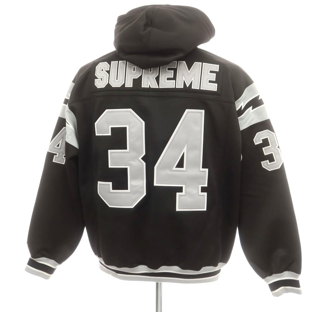 【中古】シュプリーム Supreme 2024年春夏 Football Zip Up Hooded Sweatshirt ポリエステル パーカー ブラックxグレー【 L 】【 状態ランクB 】【 メンズ 】