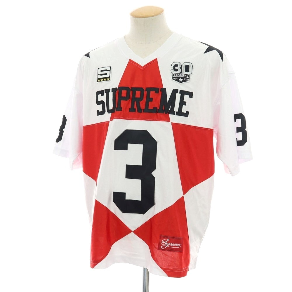 【中古】シュプリーム Supreme 2024年秋冬 Star Football Jersey ポリエステル 半袖Ｔシャツ ホワイトxレッド【サイズS】【 状態ランクB 】【 メンズ 】[DPD]