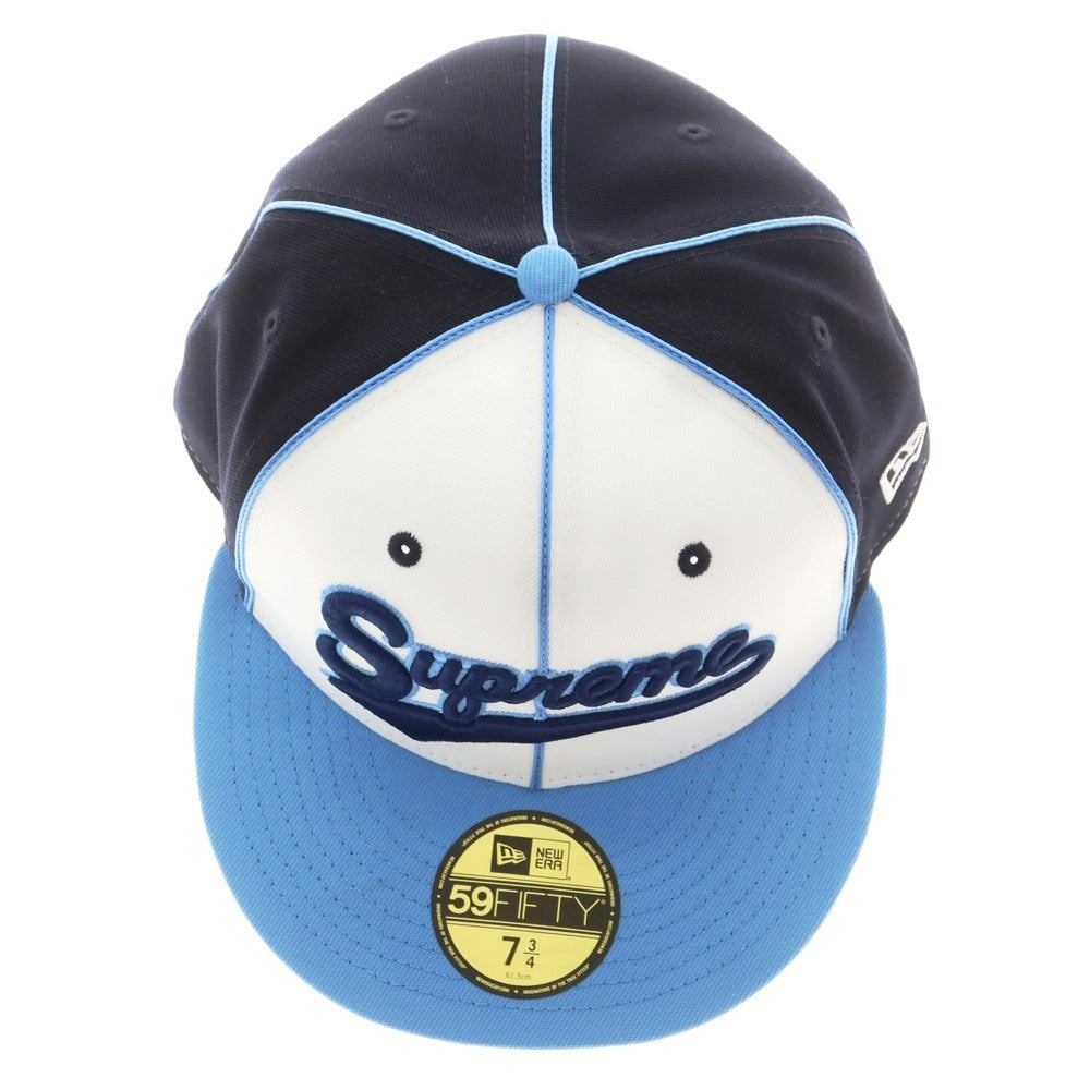 【中古】シュプリーム Supreme 2025年春夏 Piping Script Logo New Era ポリエステル キャップ ネイビーxライトブルー【 7 3/4 】【 状態ランクA 】【 メンズ 】