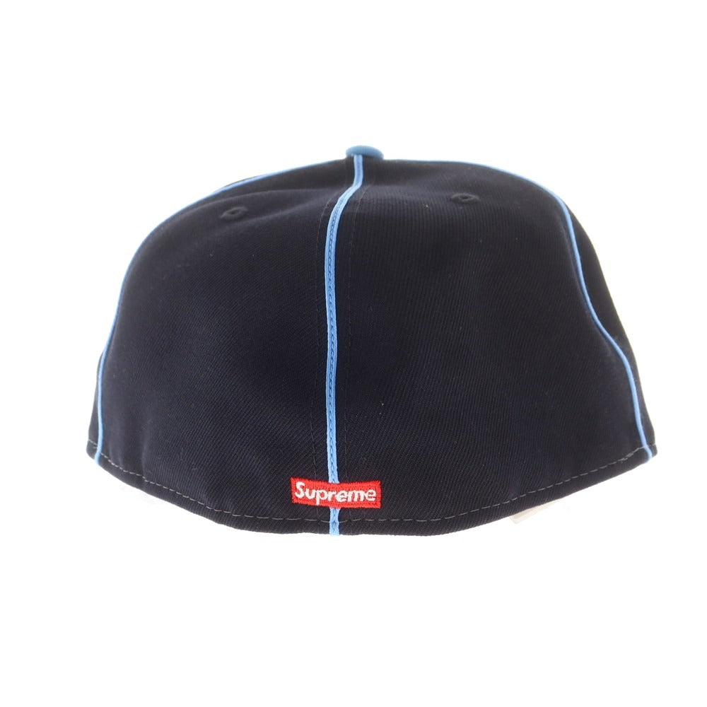 【中古】シュプリーム Supreme 2025年春夏 Piping Script Logo New Era ポリエステル キャップ ネイビーxライトブルー【 7 3/4 】【 状態ランクA 】【 メンズ 】