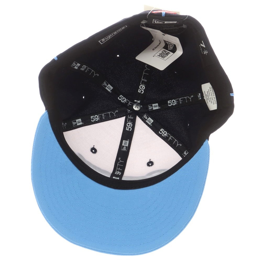 【中古】シュプリーム Supreme 2025年春夏 Piping Script Logo New Era ポリエステル キャップ ネイビーxライトブルー【サイズ7 3/4】【 状態ランクA 】【 メンズ 】[CPD]