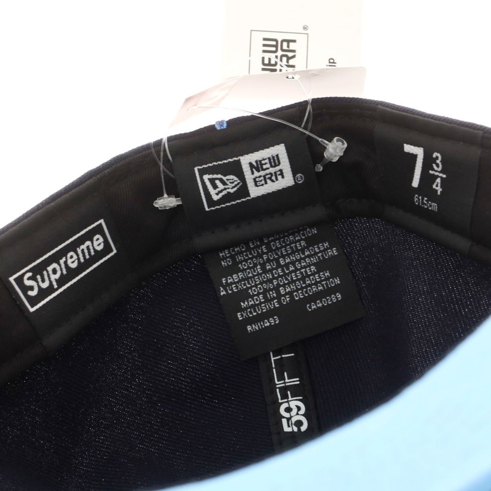 【中古】シュプリーム Supreme 2025年春夏 Piping Script Logo New Era ポリエステル キャップ ネイビーxライトブルー【 7 3/4 】【 状態ランクA 】【 メンズ 】
