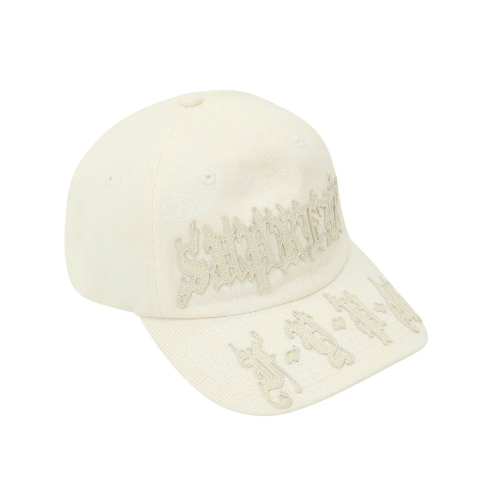 【中古】シュプリーム Supreme 2025年春夏 Leather Applique 6-Panel コットン ベースボールキャップ オフホワイト【 ONE(58cm) 】【 状態ランクA 】【 メンズ 】