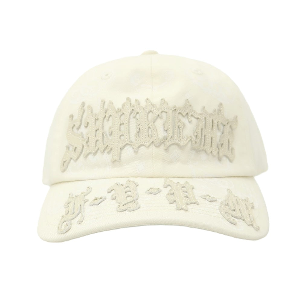 【中古】シュプリーム Supreme 2025年春夏 Leather Applique 6-Panel コットン ベースボールキャップ オフホワイト【 ONE(58cm) 】【 状態ランクA 】【 メンズ 】