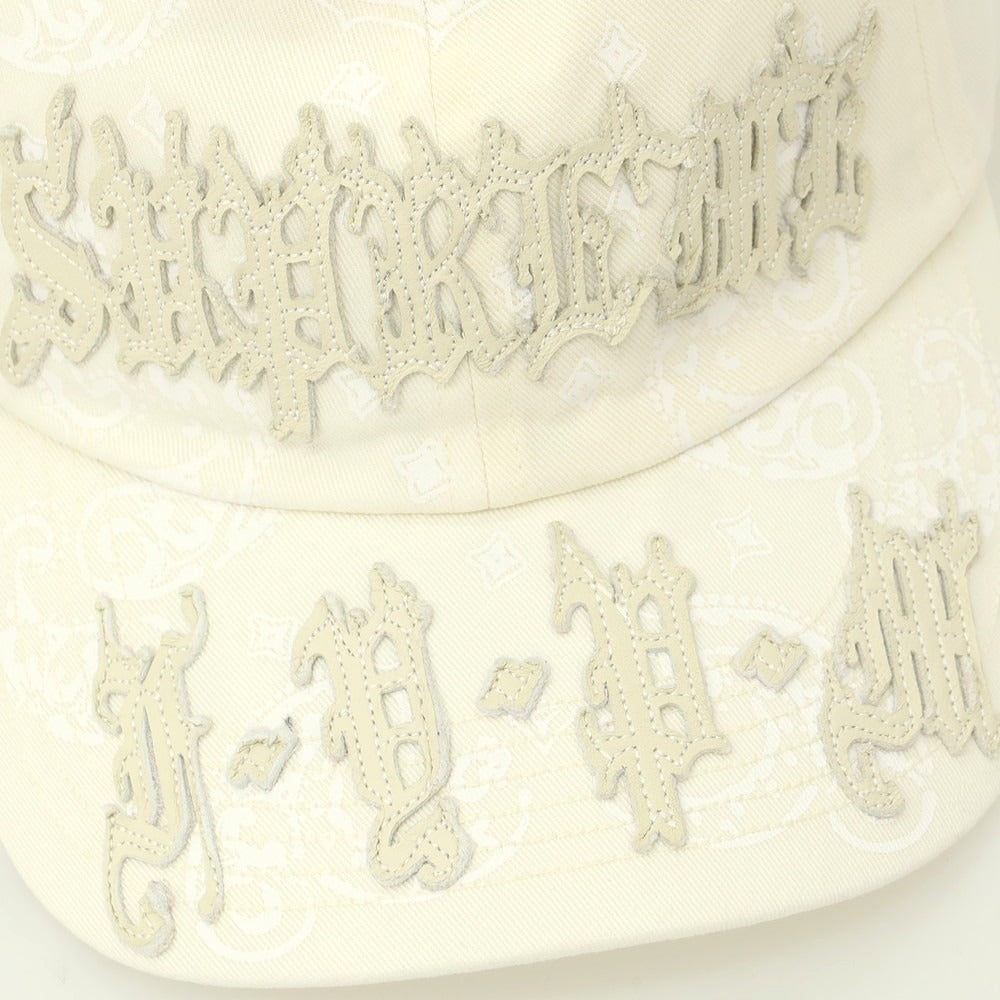 【中古】シュプリーム Supreme 2025年春夏 Leather Applique 6-Panel コットン ベースボールキャップ オフホワイト【 ONE(58cm) 】【 状態ランクA 】【 メンズ 】