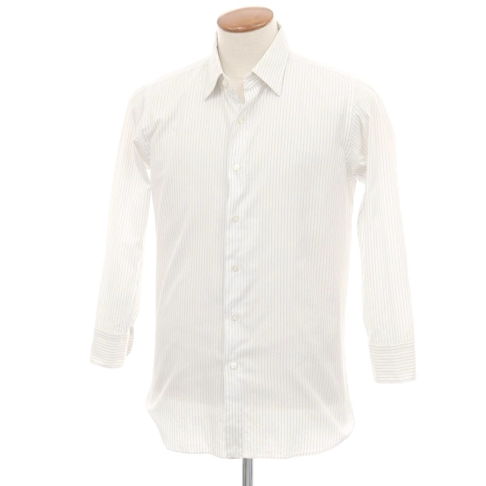 【中古】マリアサンタンジェロ Maria Santangelo The Style Gate コットン ストライプ レギュラーカラー ドレスシャツ ホワイトxグレー【 表記なし（M位） 】【 状態ランクB 】【 メンズ 】