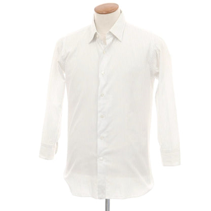 【中古】マリアサンタンジェロ Maria Santangelo The Style Gate コットン ストライプ レギュラーカラー ドレスシャツ ホワイトxグレー【 表記なし（M位） 】【 状態ランクB 】【 メンズ 】