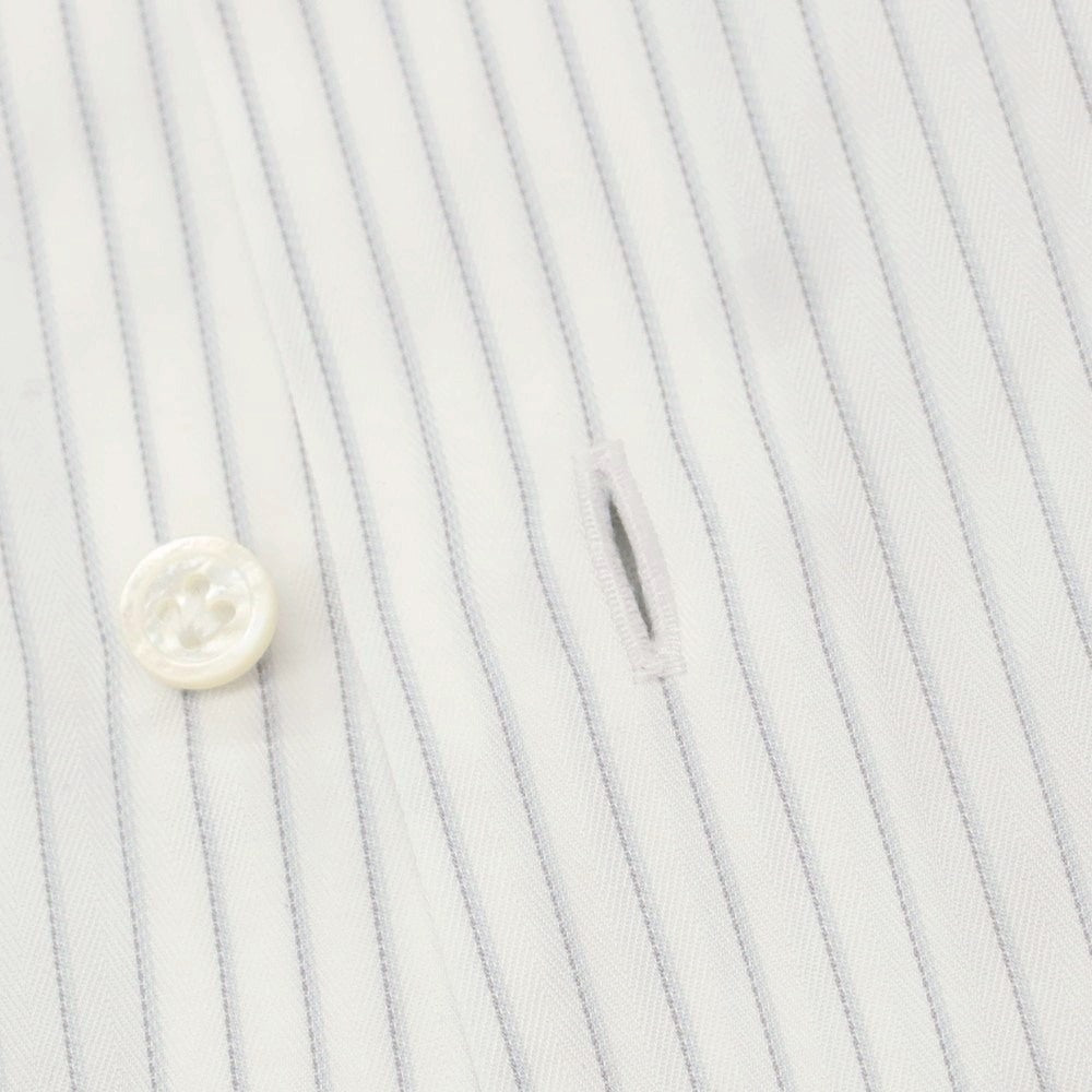 【中古】マリアサンタンジェロ Maria Santangelo The Style Gate コットン ストライプ レギュラーカラー ドレスシャツ ホワイトxグレー【 表記なし（M位） 】【 状態ランクB 】【 メンズ 】