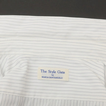 【中古】マリアサンタンジェロ Maria Santangelo The Style Gate コットン ストライプ レギュラーカラー ドレスシャツ ホワイトxグレー【 表記なし（M位） 】【 状態ランクB 】【 メンズ 】