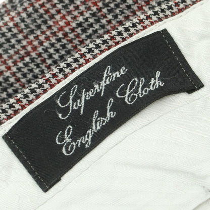 【中古】ラファエル カルーゾ CARUSO Raffaele Caruso ウール チェック ドレススラックスパンツ ライトグレーxブラック×レッド【 46 】【 状態ランクC 】【 メンズ 】