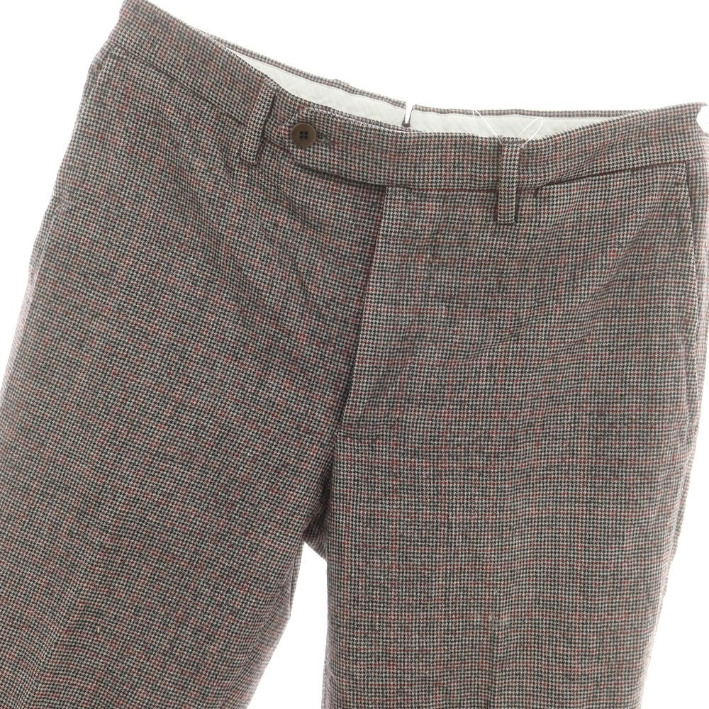 【中古】ラファエル カルーゾ CARUSO Raffaele Caruso ウール チェック ドレススラックスパンツ ライトグレーxブラック×レッド【 46 】【 状態ランクC 】【 メンズ 】