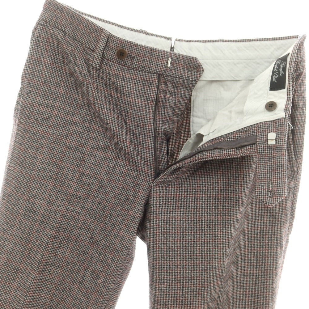 【中古】ラファエル カルーゾ CARUSO Raffaele Caruso ウール チェック ドレススラックスパンツ ライトグレーxブラック×レッド【サイズ46】【 状態ランクC 】【 メンズ 】[BPD]