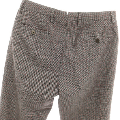 【中古】ラファエル カルーゾ CARUSO Raffaele Caruso ウール チェック ドレススラックスパンツ ライトグレーxブラック×レッド【 46 】【 状態ランクC 】【 メンズ 】